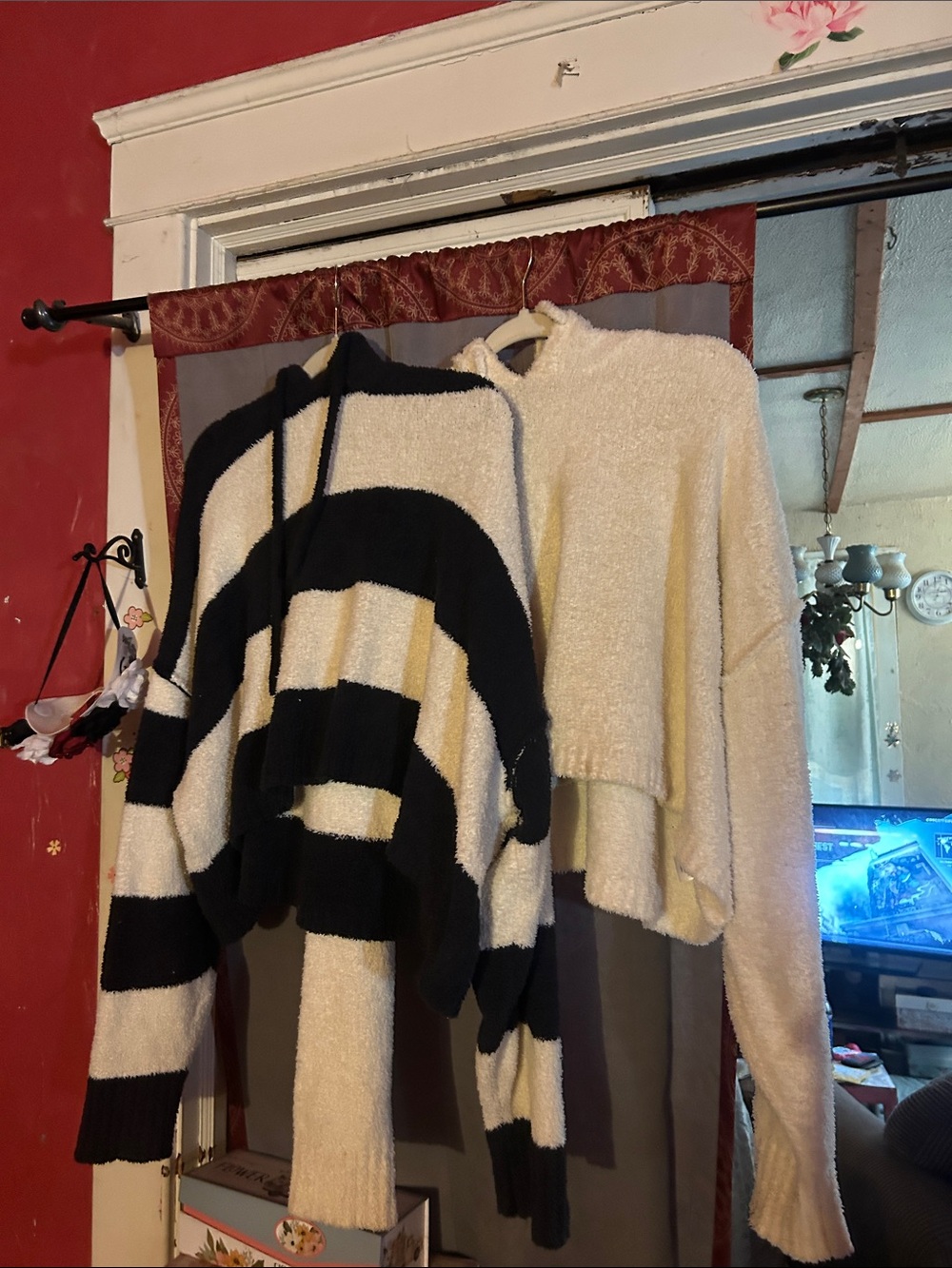 Cozy Cream & Black Striped Women's Sweater Hoodie